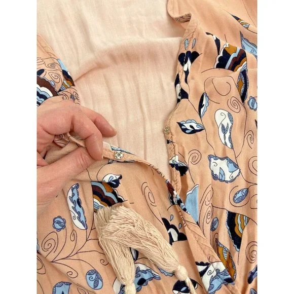 Jaase Wide Leg Floral Jumpsuit Anthropologie Size Small Pink Blue Bohemian - Picture 4 of 13